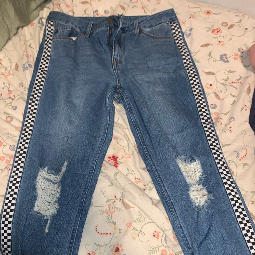 Checkered mom jeans